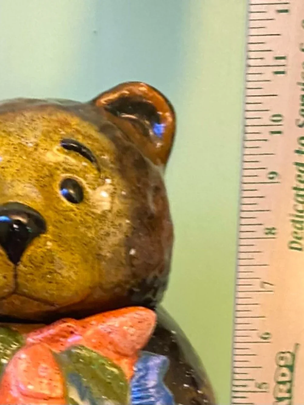 Julie Ueland Enesco Bear Cookie Jar Patchwork Scarf Ceramic 2002